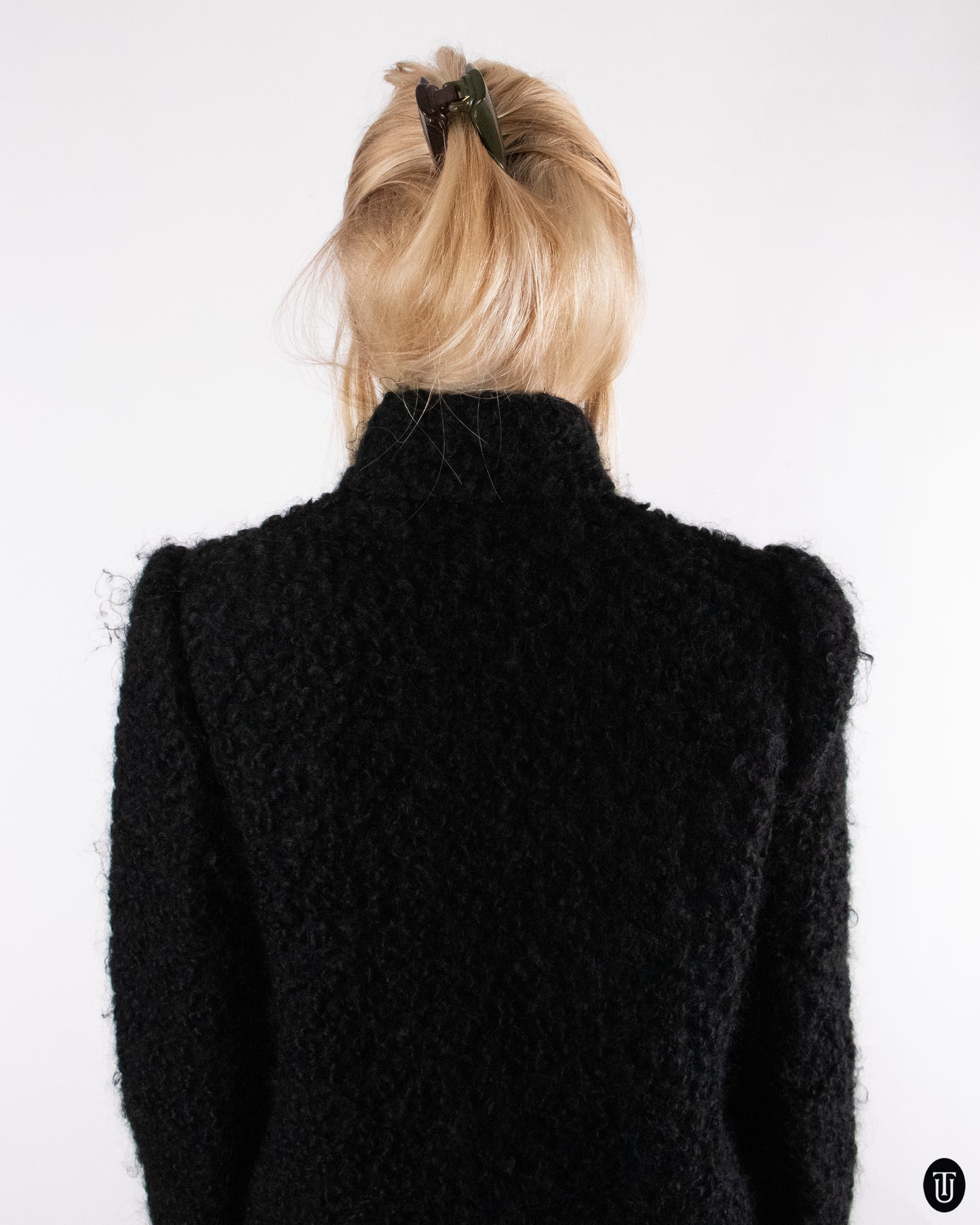 90's Italian Black Wool-blend Coat S