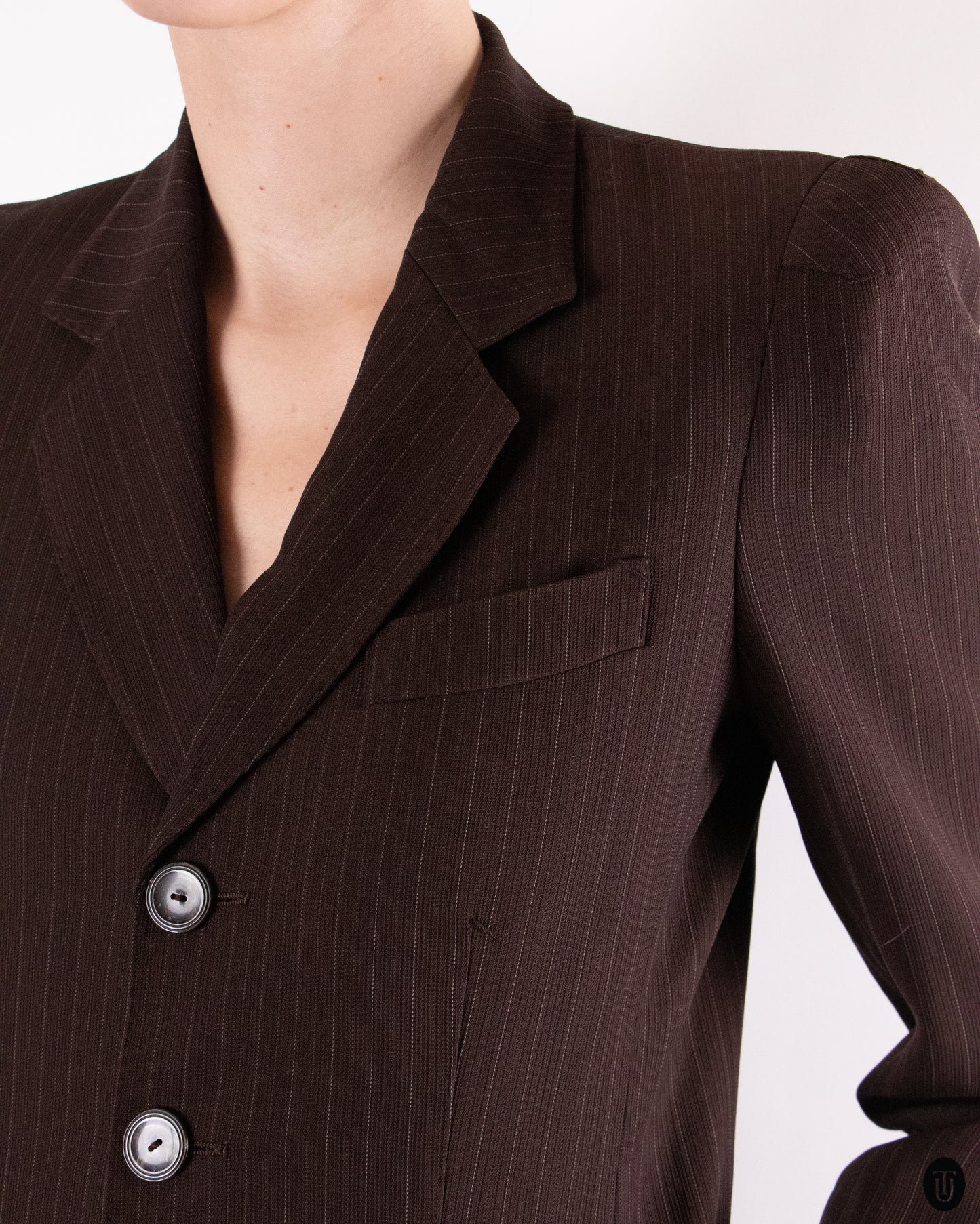 90's Jean Paul Gaultier Pinstripe Wool Blend Suit S