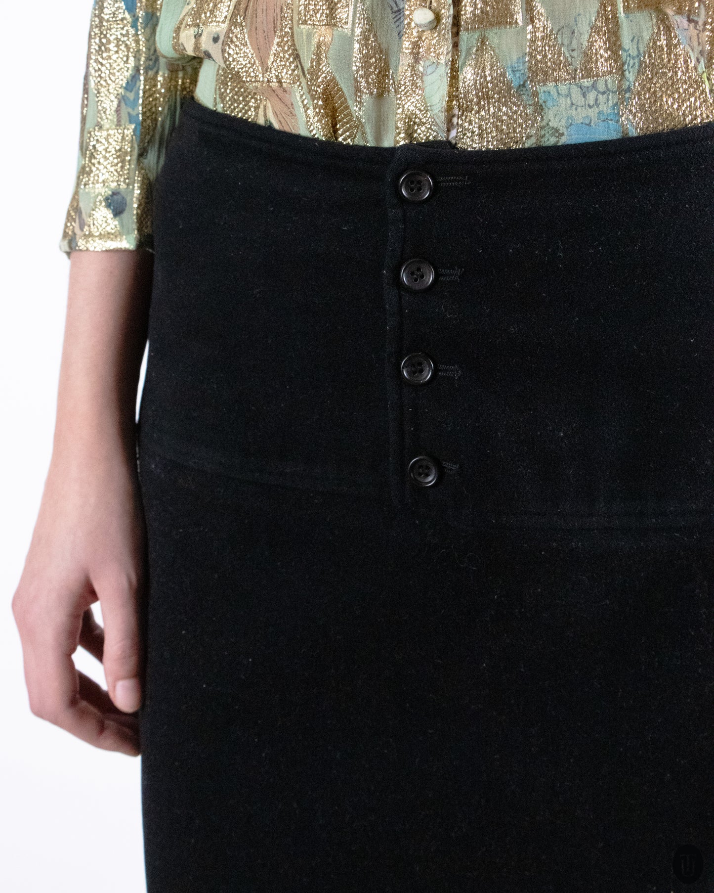 90's Yohji Yamamoto Wool Maxi Pencil Skirt S