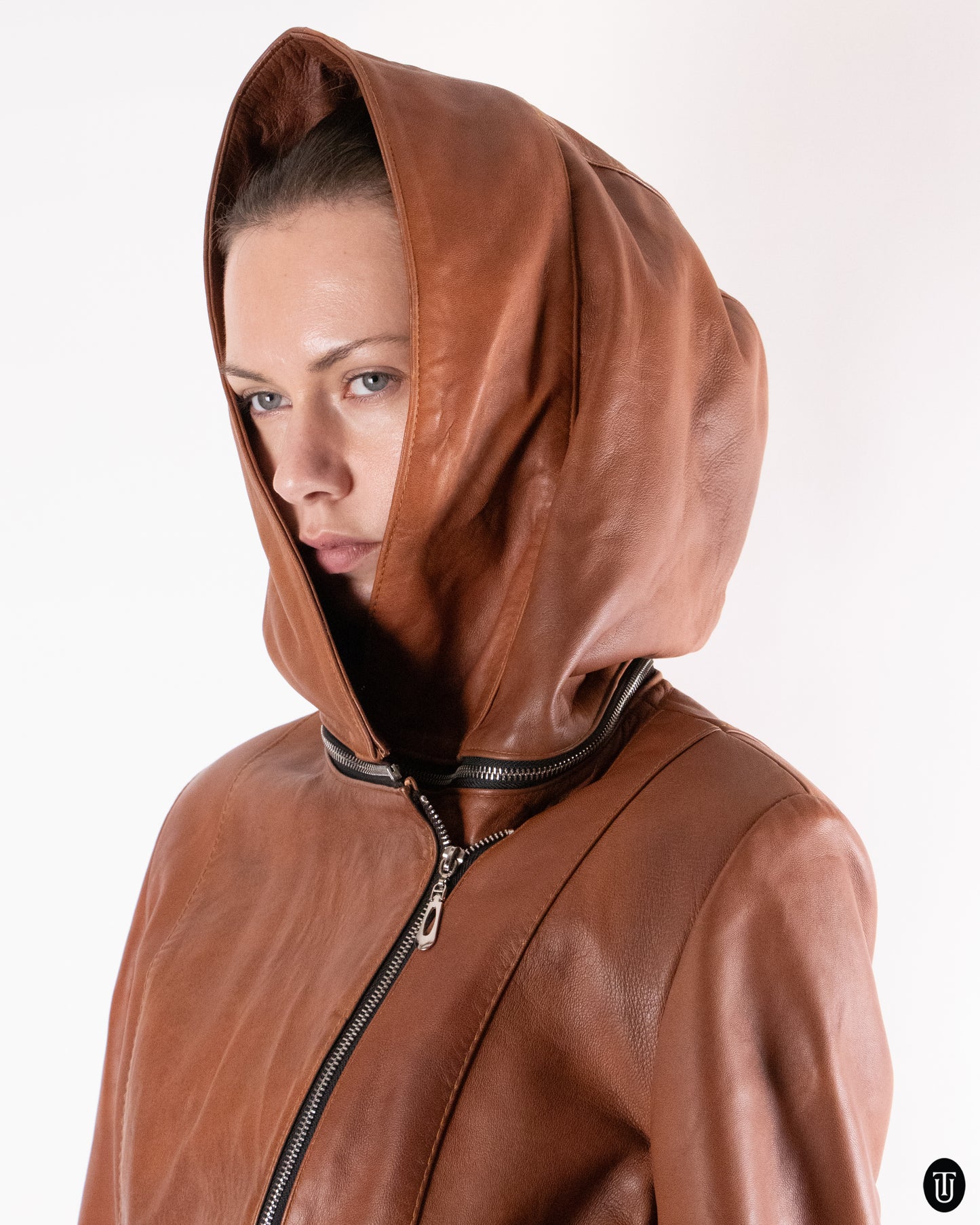 90's Warm Brown Belted Leather Jacket