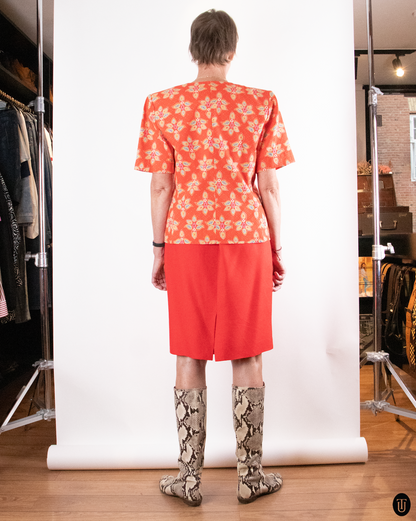 1980's Yves Saint Laurent "Variation" Three Piece Skirt Suit L
