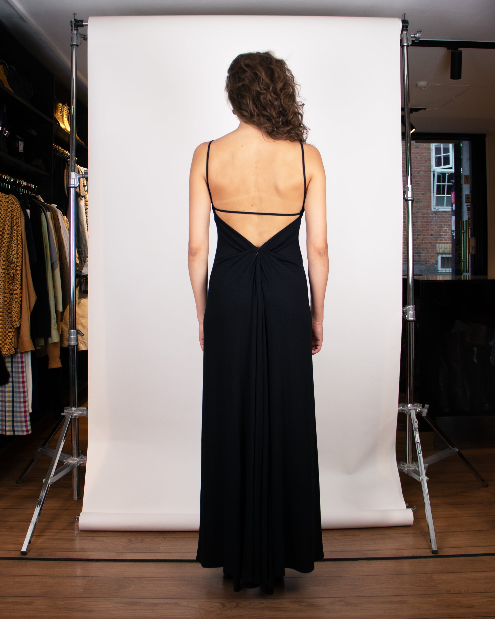 2000s Max Mara Black Jersey Evening Dress S