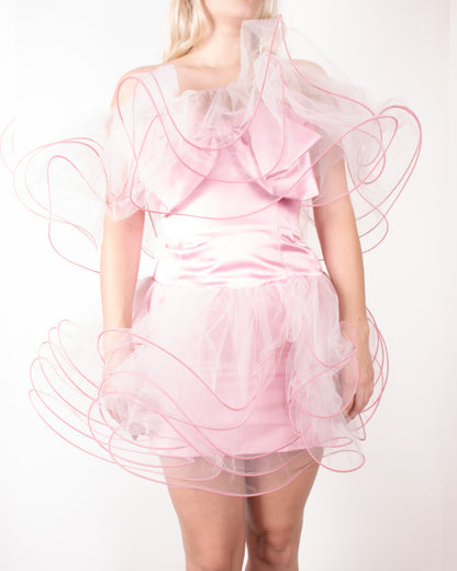 S/S 2015 Moschino Runway Pink Party Dress with Tulle and Bow S