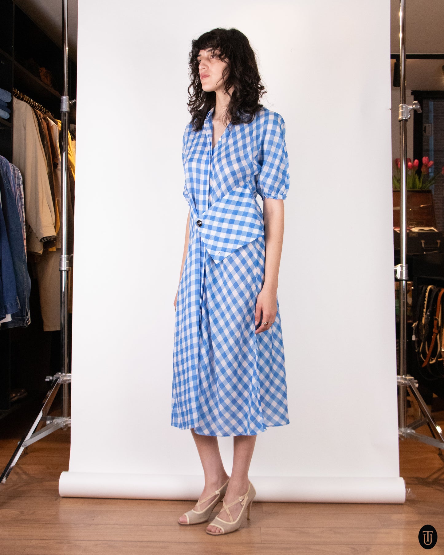 00's Jil Sander Blue Gingham Cotton Dress M