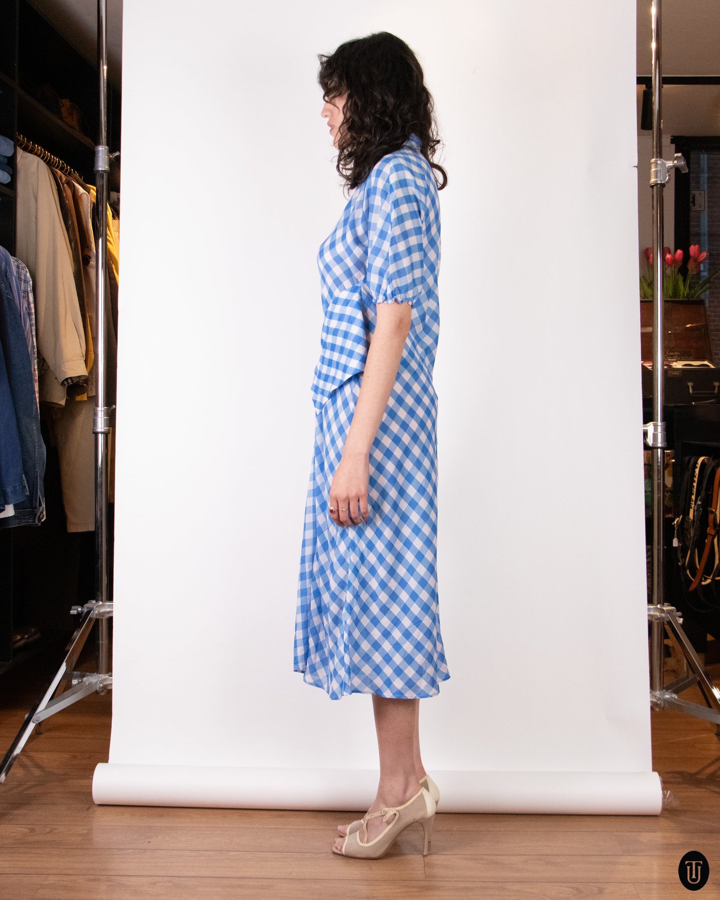 00's Jil Sander Blue Gingham Cotton Dress M