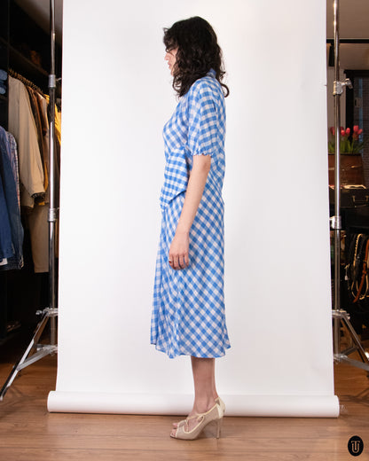 00's Jil Sander Blue Gingham Cotton Dress M