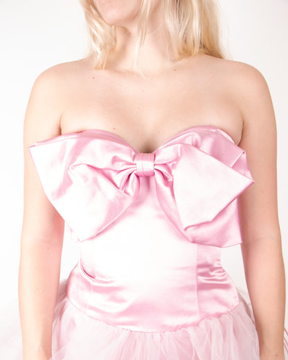 S/S 2015 Moschino Runway Pink Party Dress with Tulle and Bow S