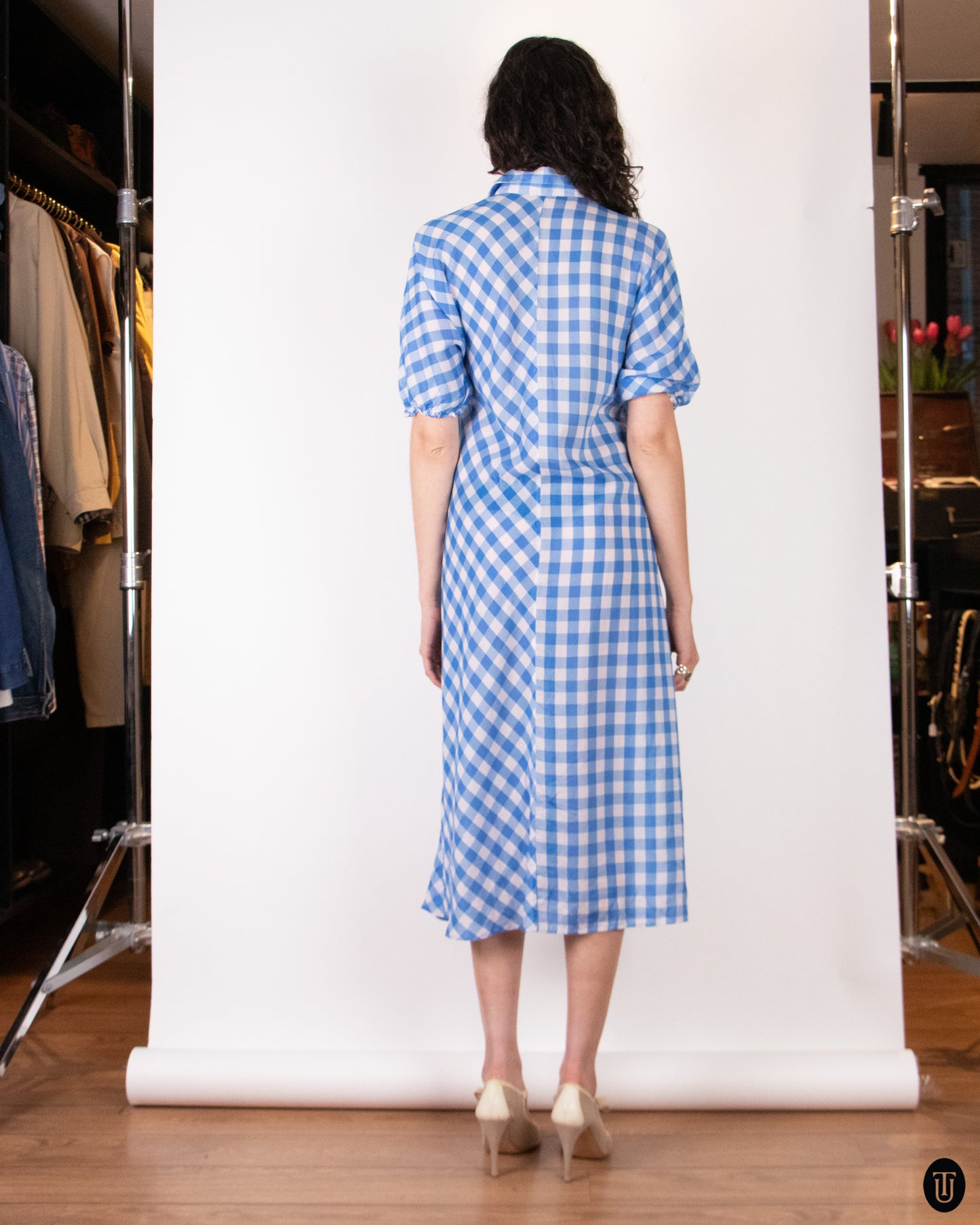 00's Jil Sander Blue Gingham Cotton Dress M