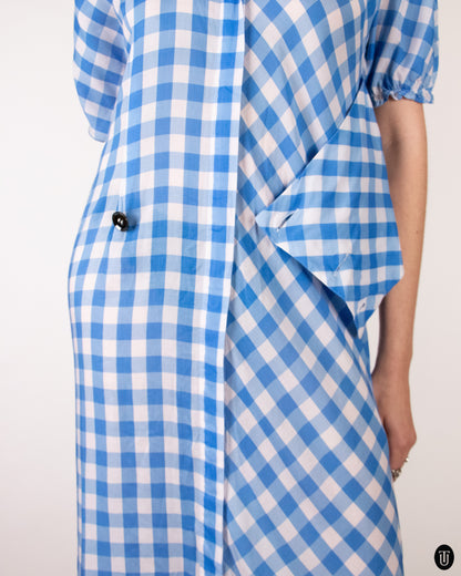 00's Jil Sander Blue Gingham Cotton Dress M