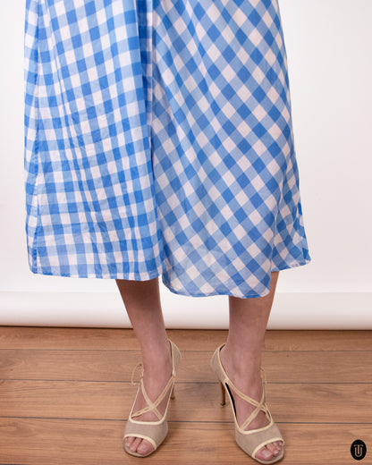 00's Jil Sander Blue Gingham Cotton Dress M