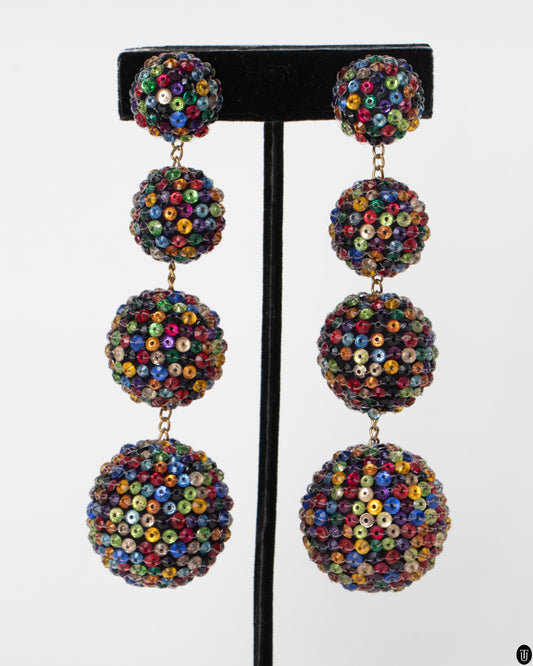 80's Glass Bead Clip Earrings