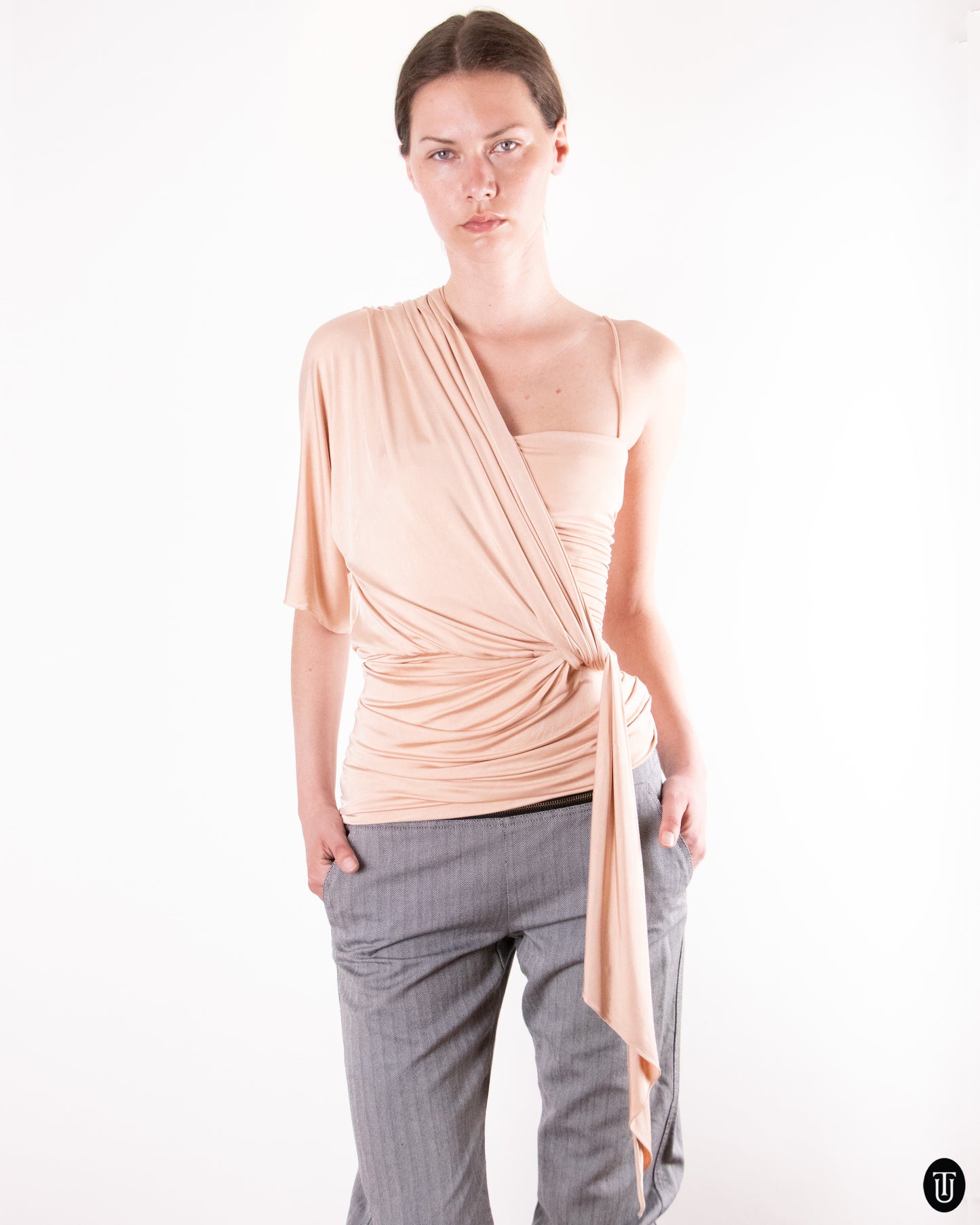 00's Emmanuel Ungaro Draped One Shoulder Top XS