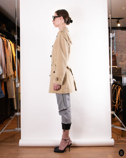 00's Burberry Beige Cotton Trench Coat S