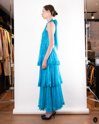 70's Valentino Boutique Tiered Evening Dress XS