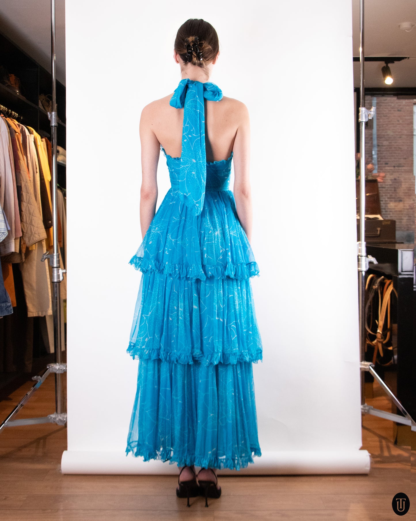 70's Valentino Boutique Tiered Evening Dress XS