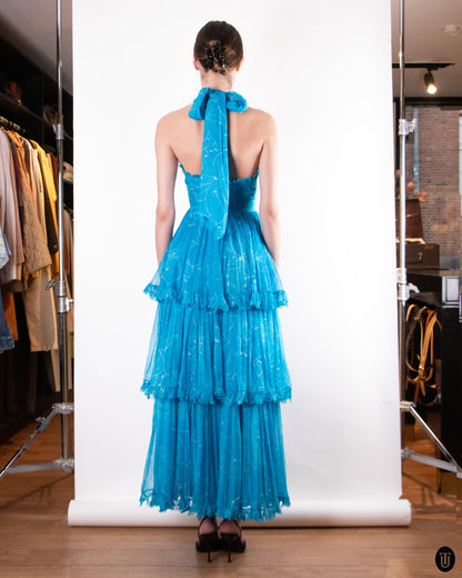 70's Valentino Boutique Tiered Evening Dress XS