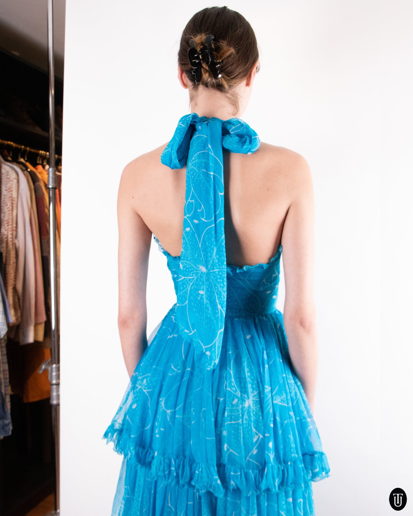 70's Valentino Boutique Tiered Evening Dress XS