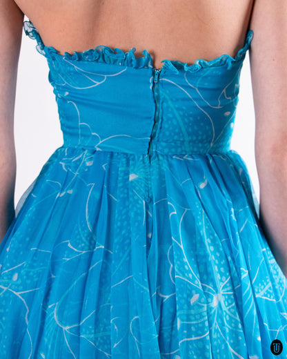 70's Valentino Boutique Tiered Evening Dress XS