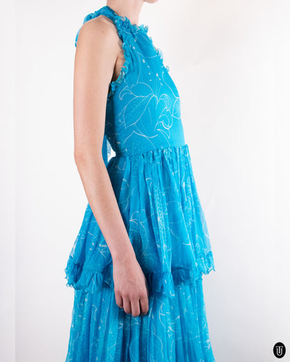 70's Valentino Boutique Tiered Evening Dress XS