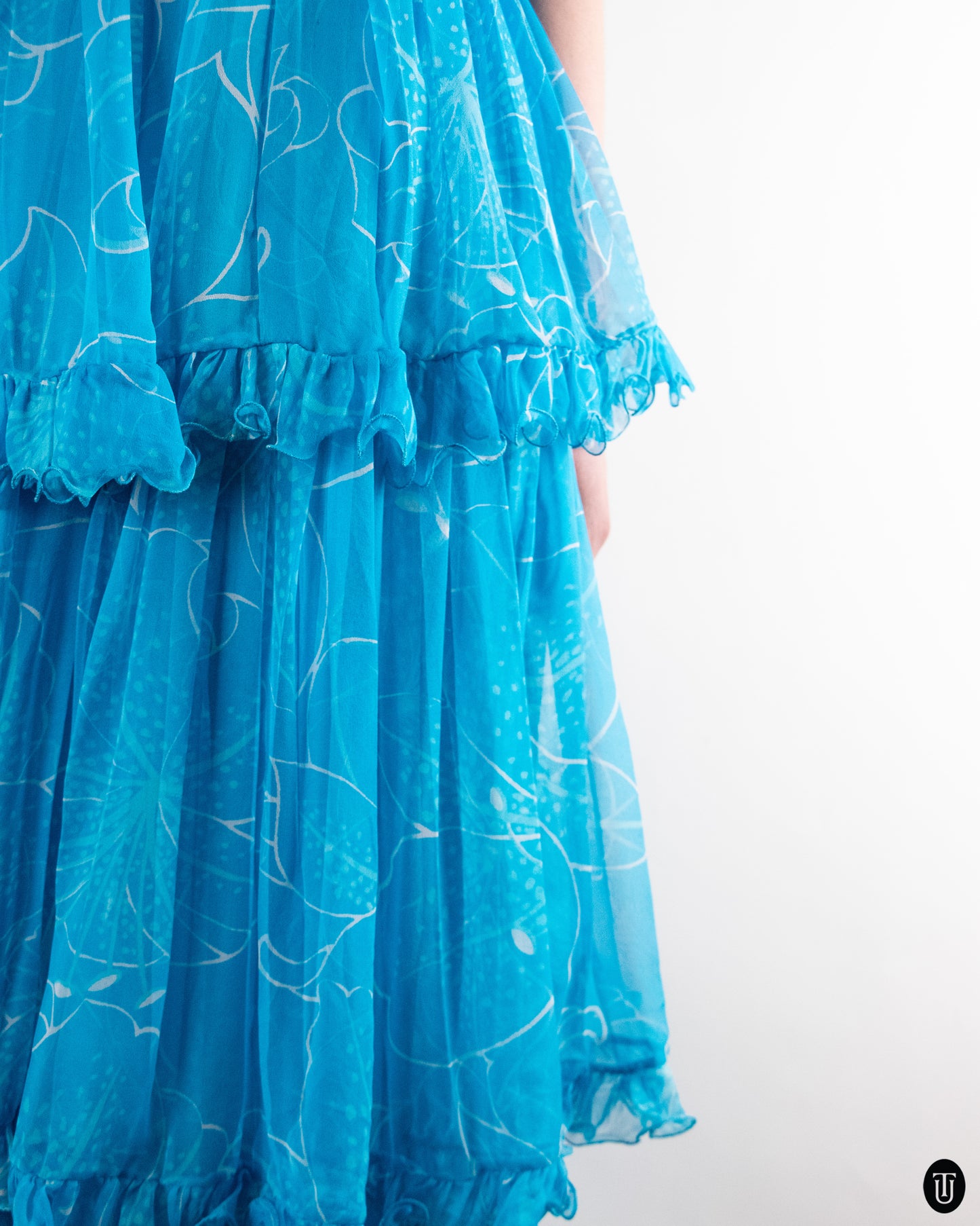 70's Valentino Boutique Tiered Evening Dress XS