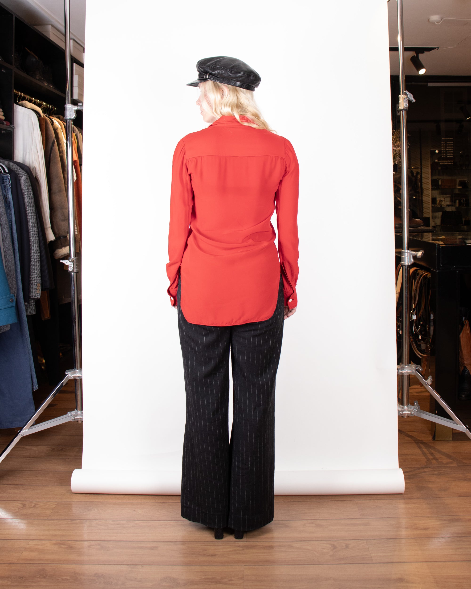 F/W 2015 Celine Phoebe Philo-Era Red Silk Shirt XS