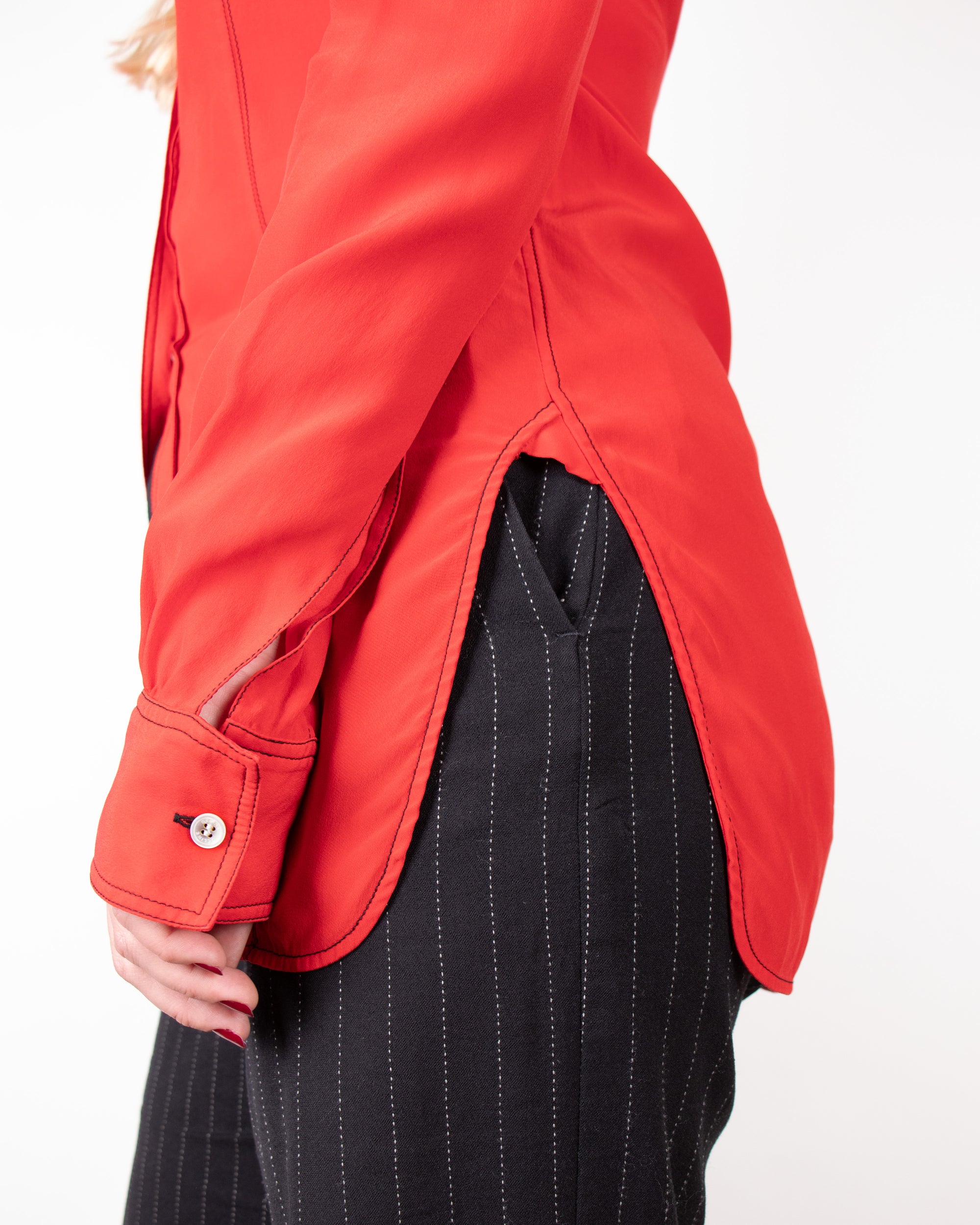 F/W 2015 Celine Phoebe Philo-Era Red Silk Shirt XS