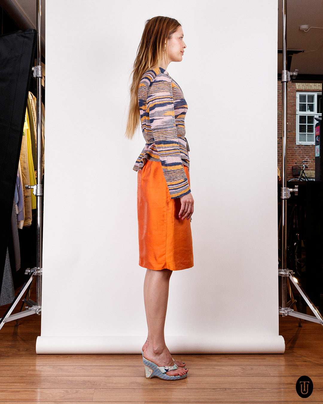 1990s Christian Lacroix Orange Pencil Skirt S