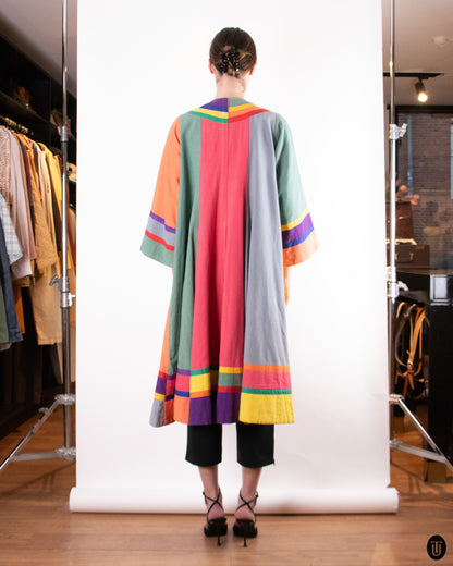 70's Rainbow Woven Cotton Cape S