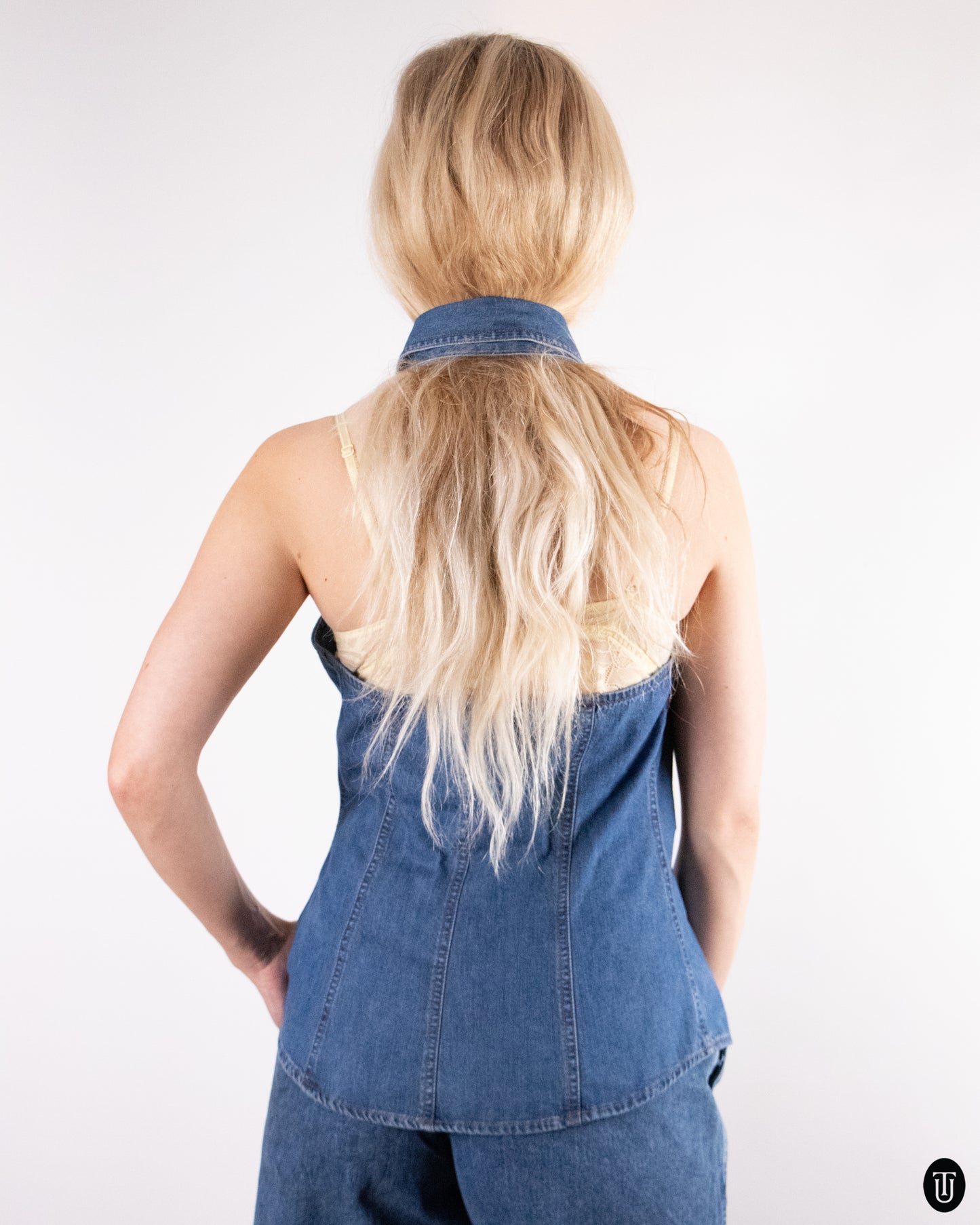 90's Moschino Denim Halter Top M