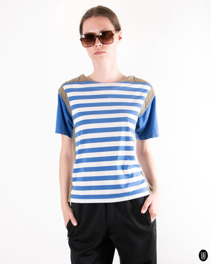 80's Iceberg Striped Zip-Panel Cotton T-shirt S