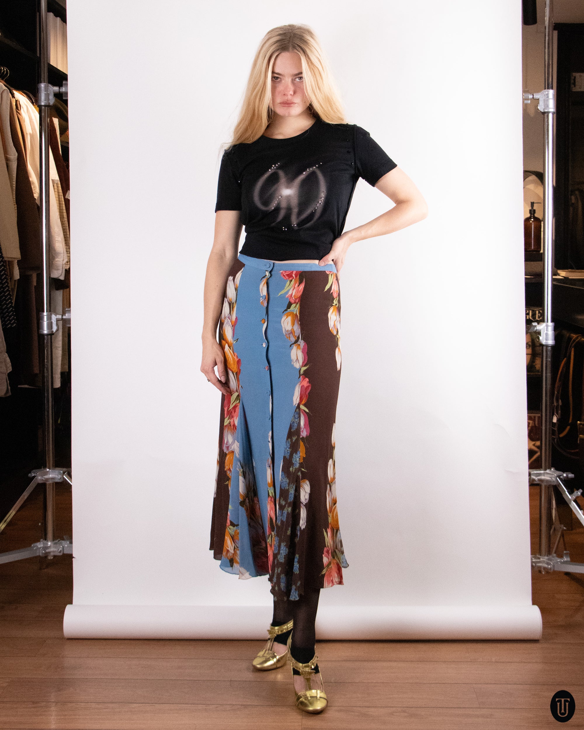 90's Anna Molinari Silk Skirt M
