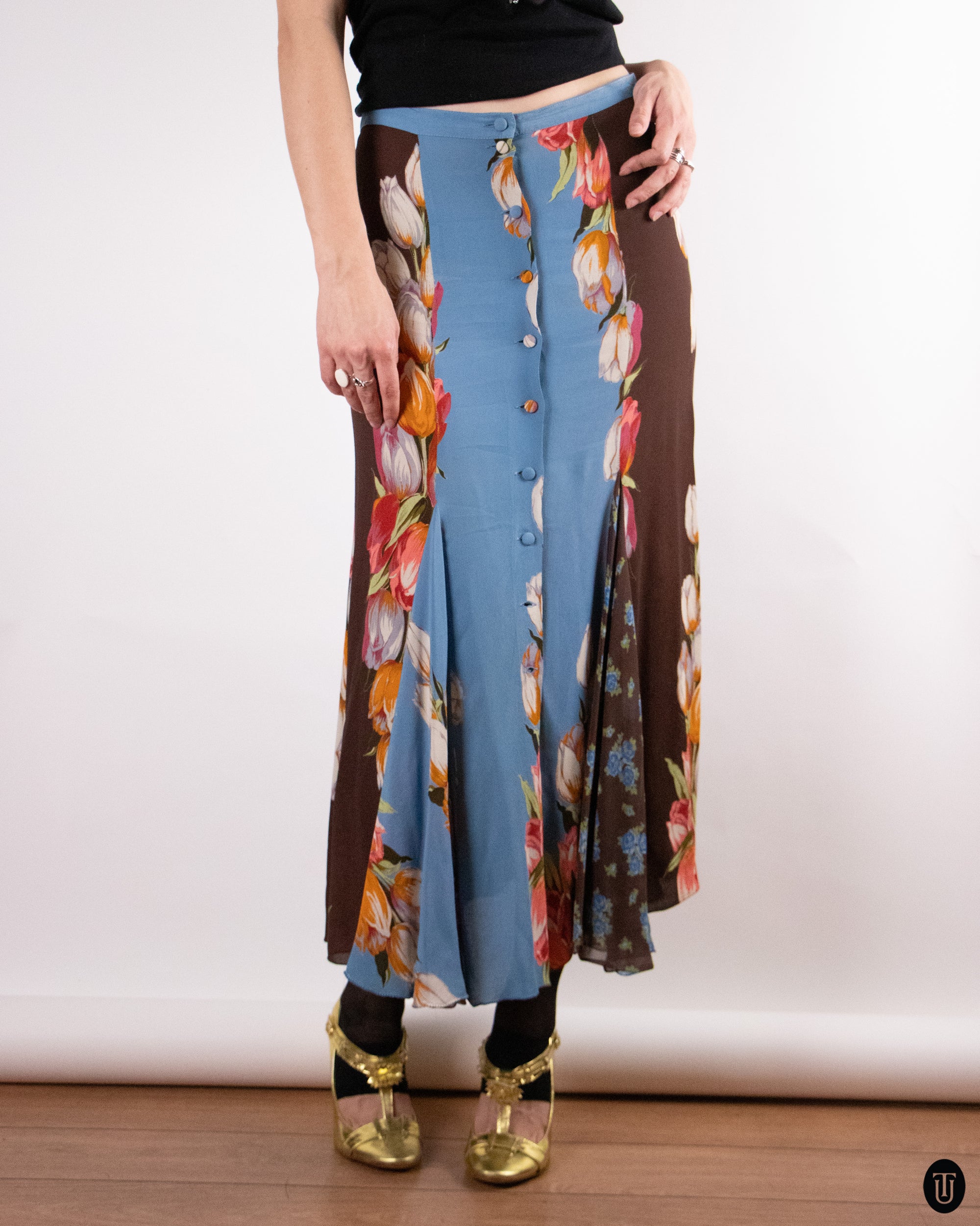 90's Anna Molinari Silk Skirt M