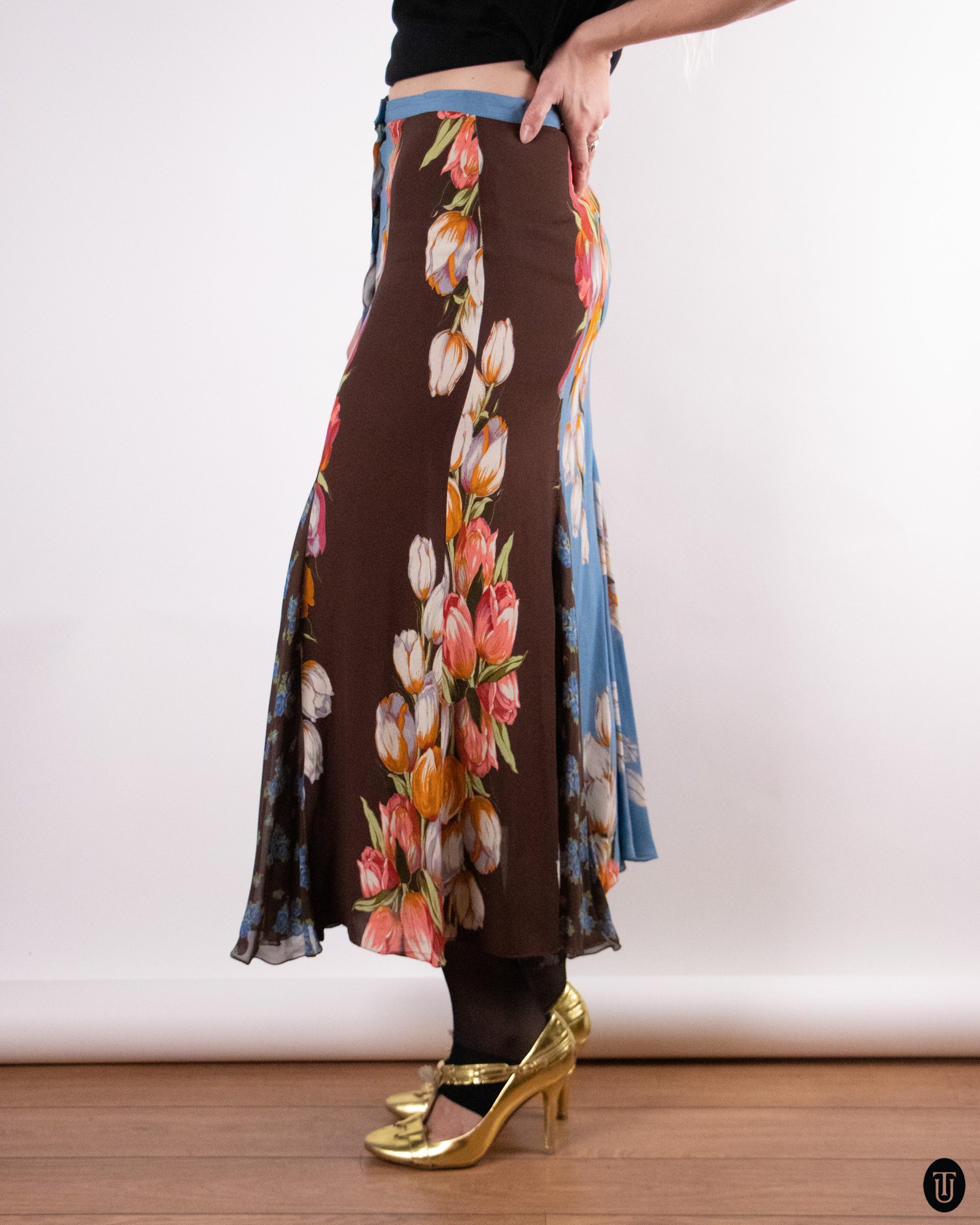 90's Anna Molinari Silk Skirt M