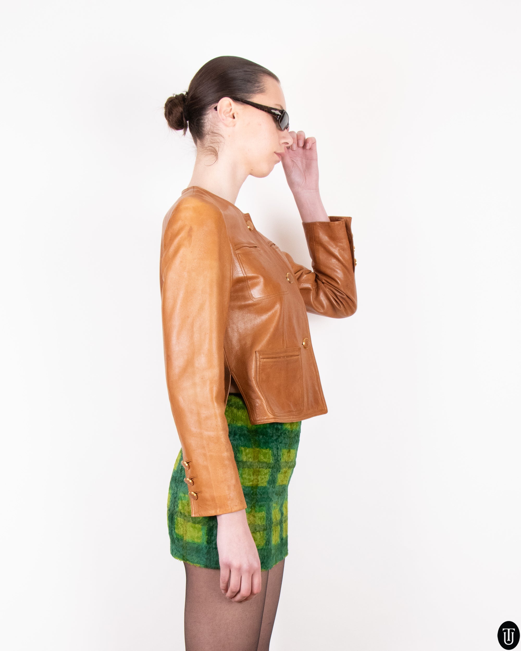 90s Loewe Cropped Leather Jacket S