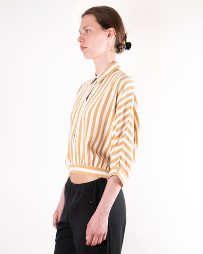 70's Yves Saint Laurent "Cowear" Striped Cotton Top S