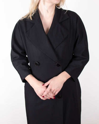 80's Yohji Yamamoto Black Long Wool Coat M