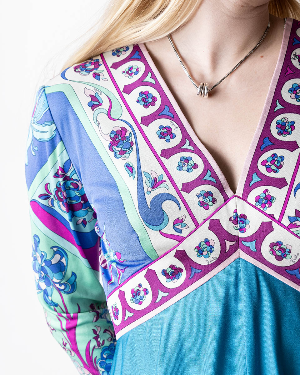 60's Emilio Pucci Printed Silk Jersey Dress M