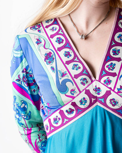 60's Emilio Pucci Printed Silk Jersey Dress M