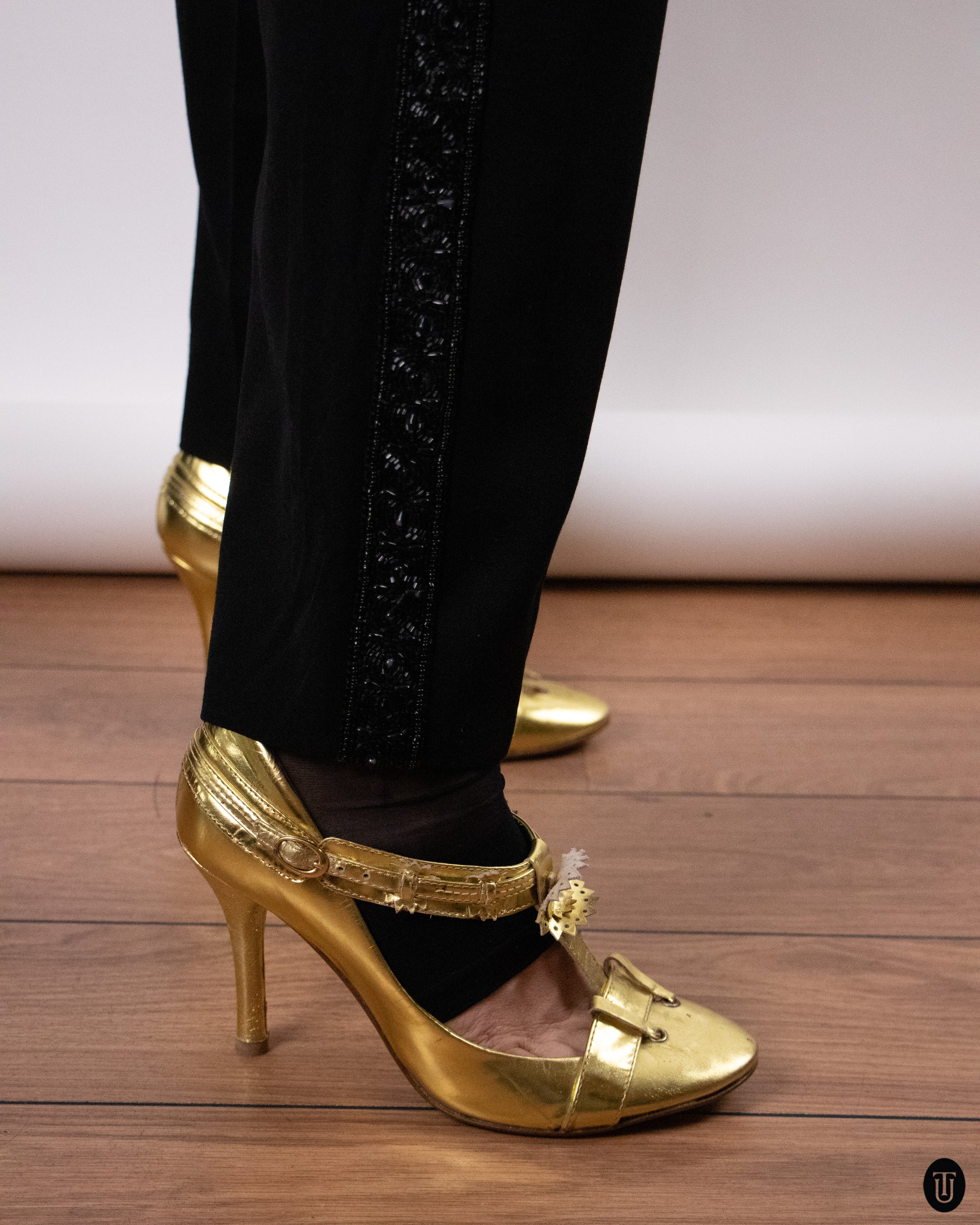 90's Valentino Wool Pants with Glitter Panels M