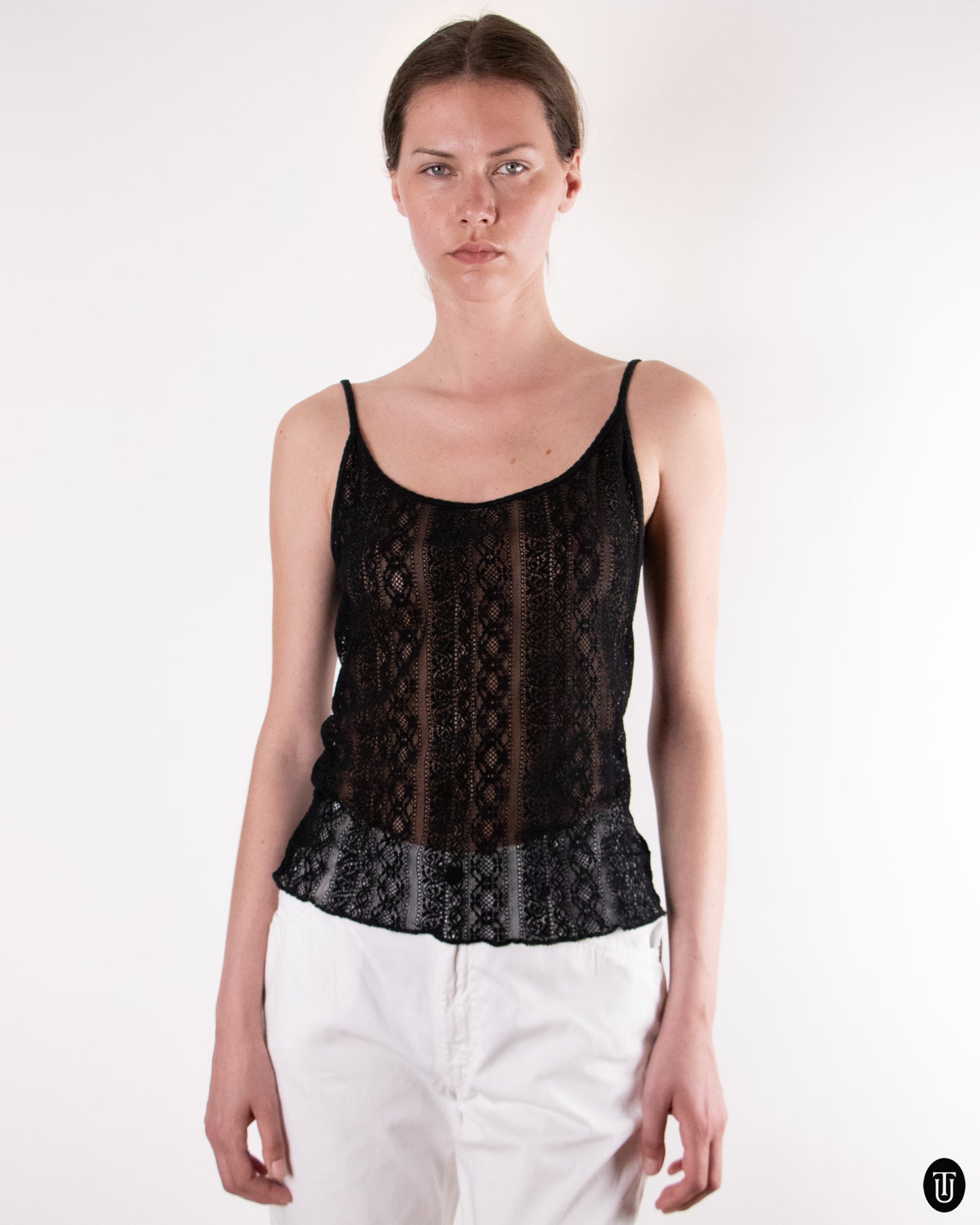 00's Dolce & Gabbana "D&G Underwear" Black Lace Camisole Top M