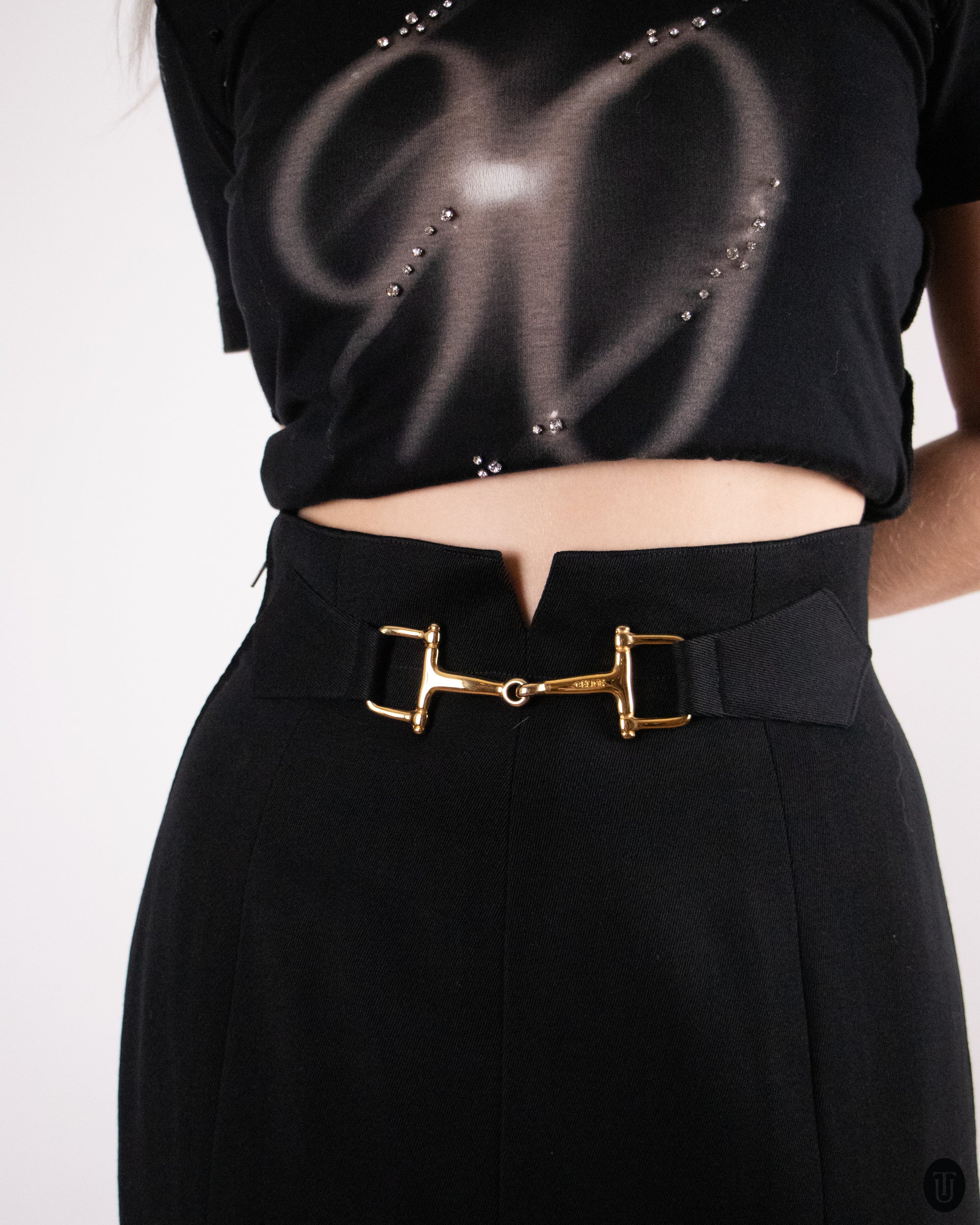 70's Celine Wool Soft Pleat Skirt XS