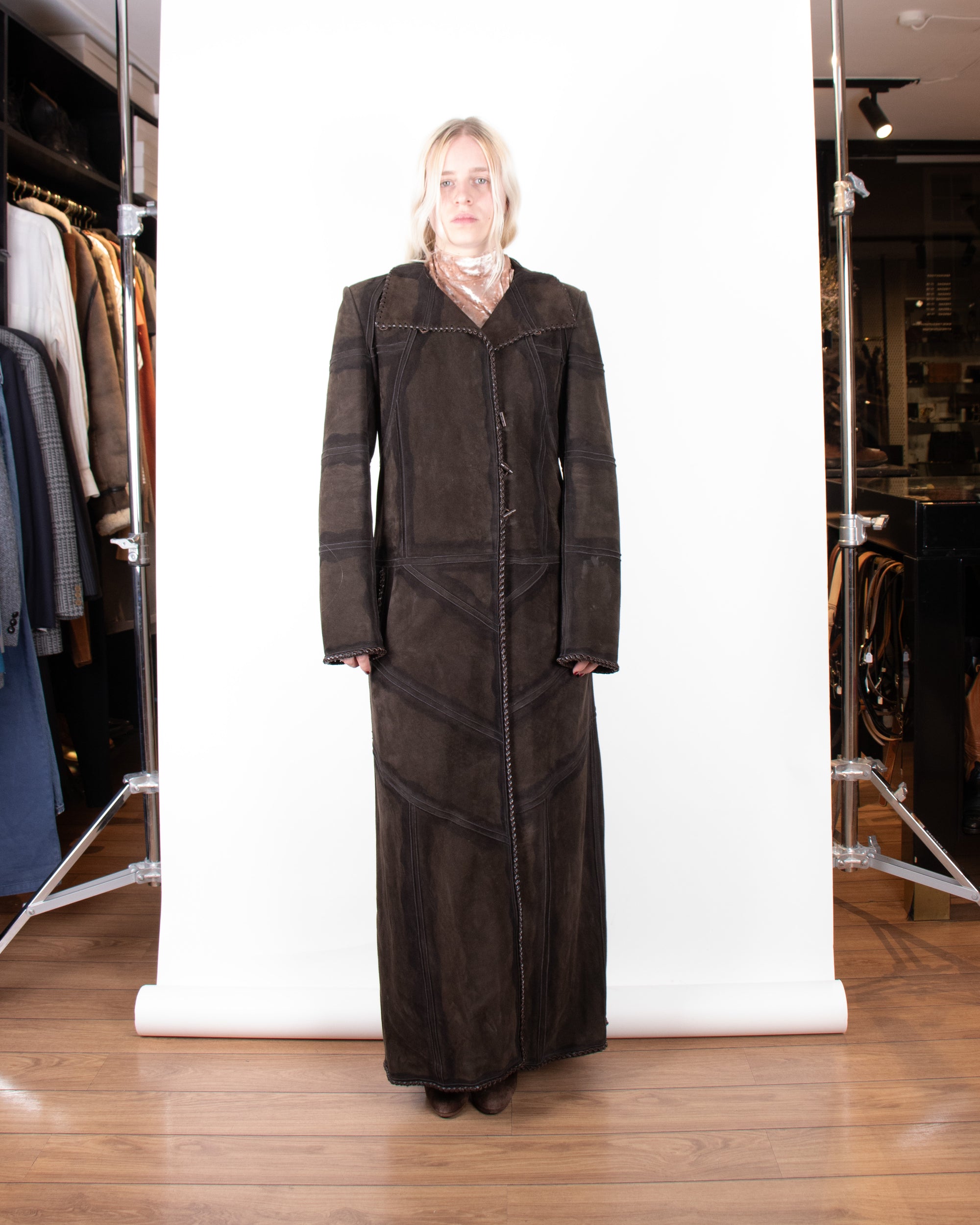 F/W 2003 Fendi Long Brown Suede Coat M