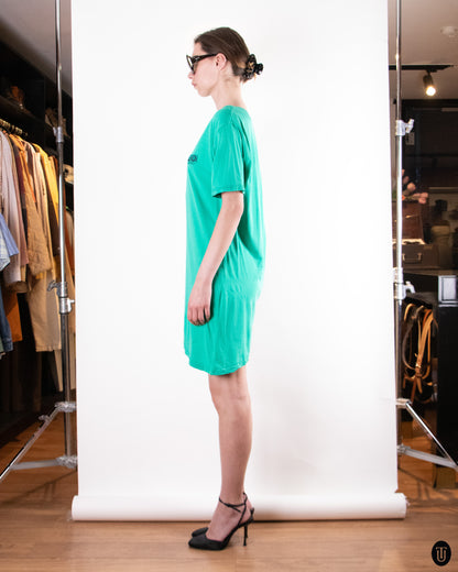 90's Fendi Turquoise Green Cotton T-shirt Dress S
