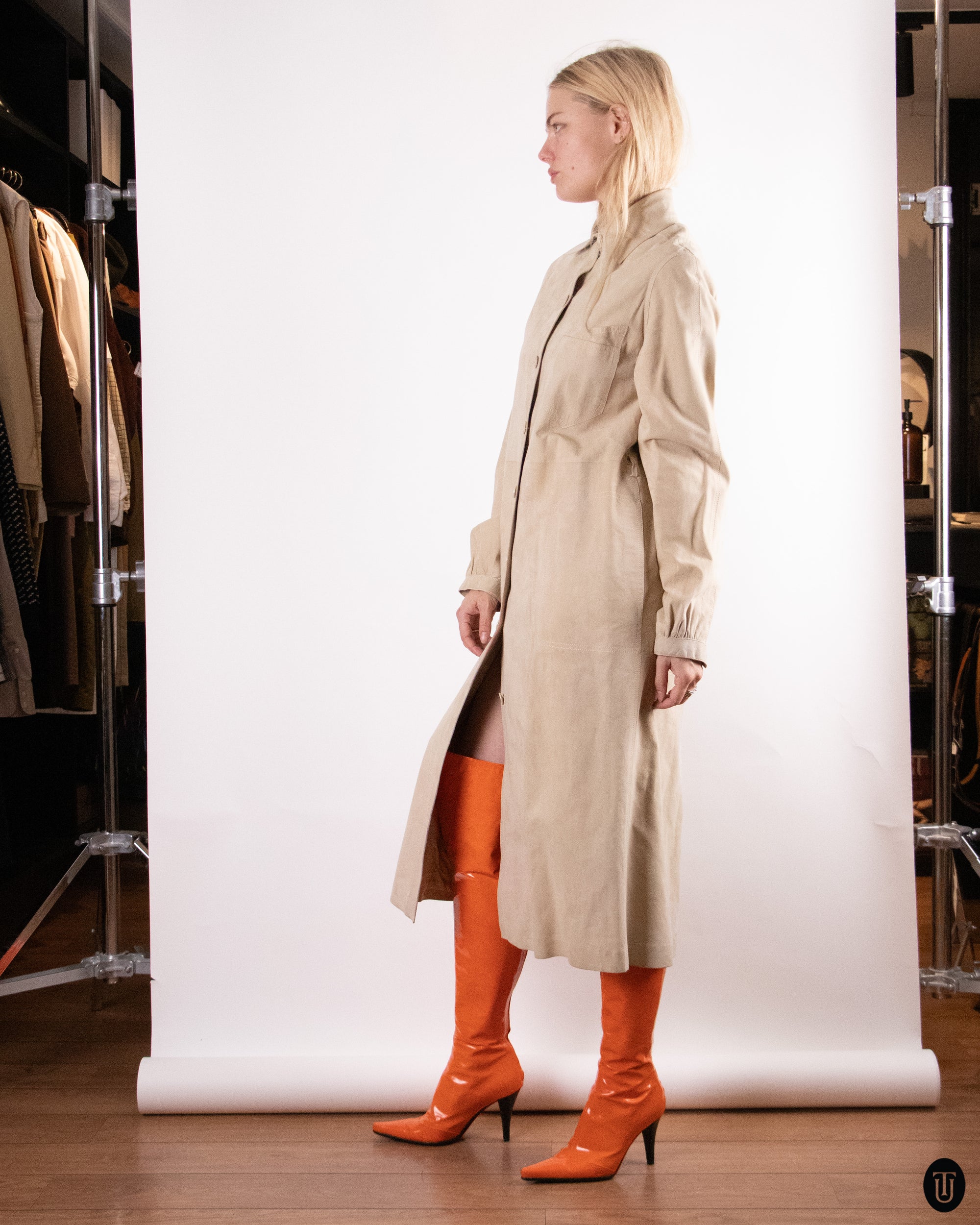 70's Tan Long Suede Jacket XS