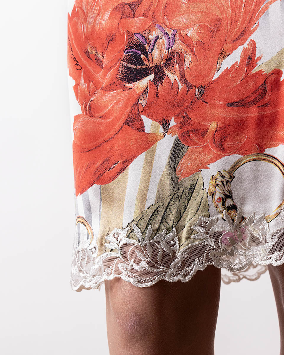 2000s Class Roberto Cavalli Printed Low Waist Silk Skirt S