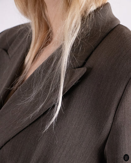 90's Giorgio Armani Skirt Suit in Brown Wool S