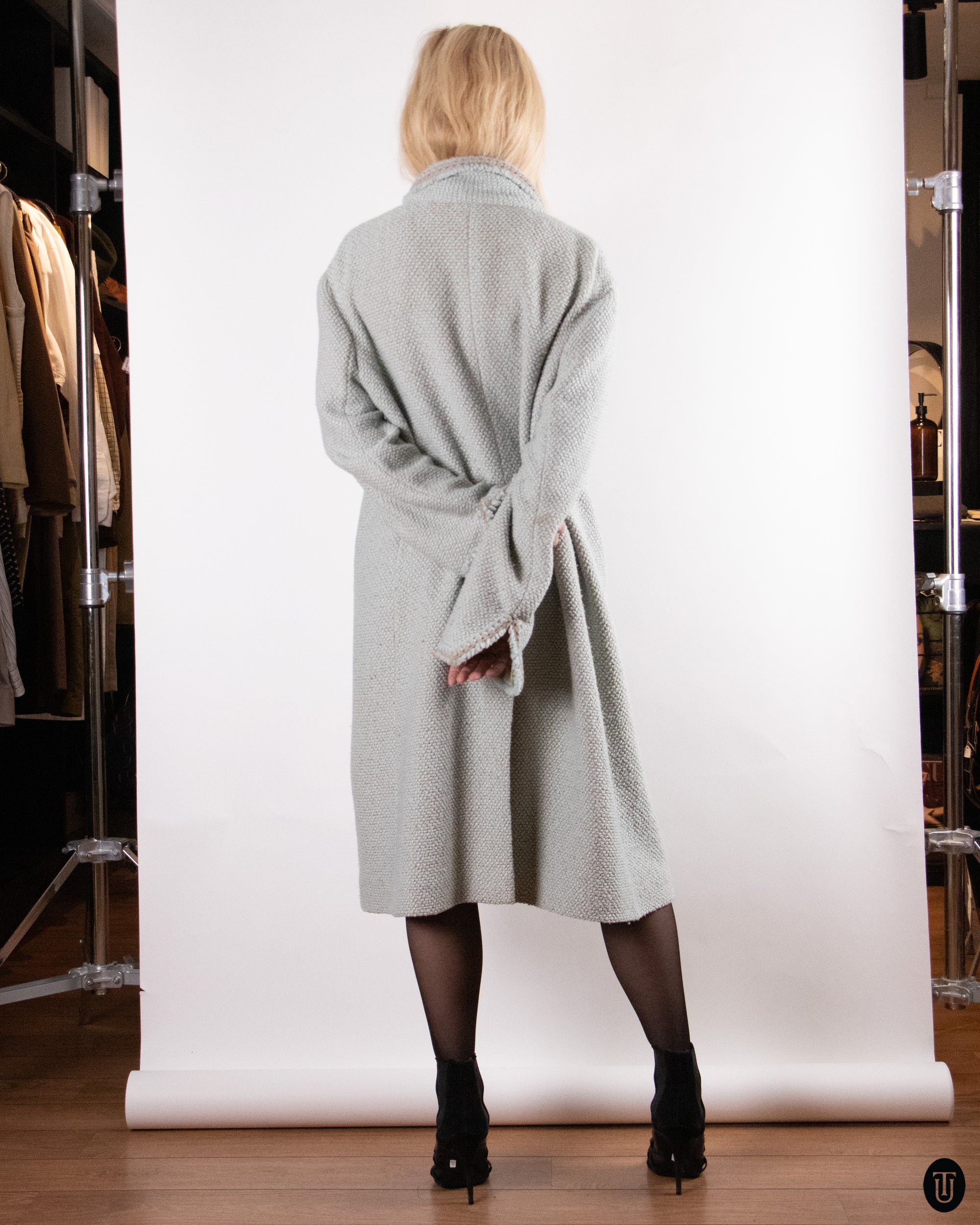 00's Chanel Wool Coat in Baby Blue L