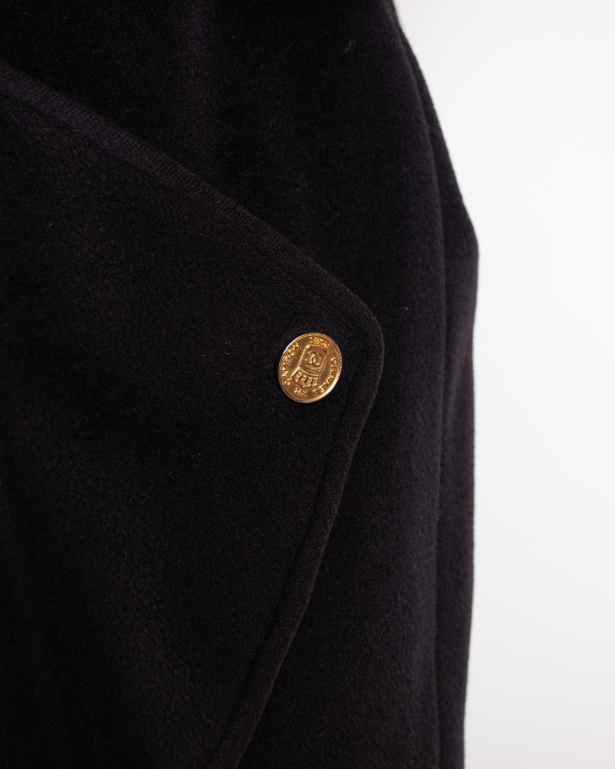 1980s Chanel Black Cashmere Coat M