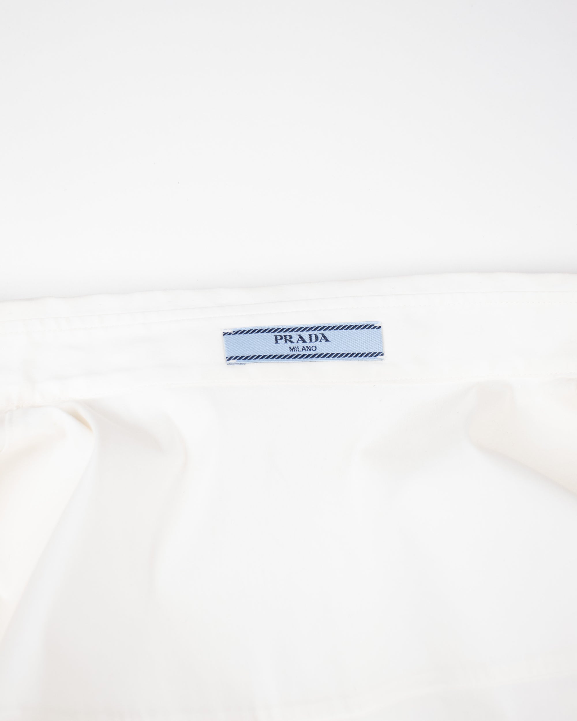 2000s Prada White Cotton Shirt with Embellished Collar M/L