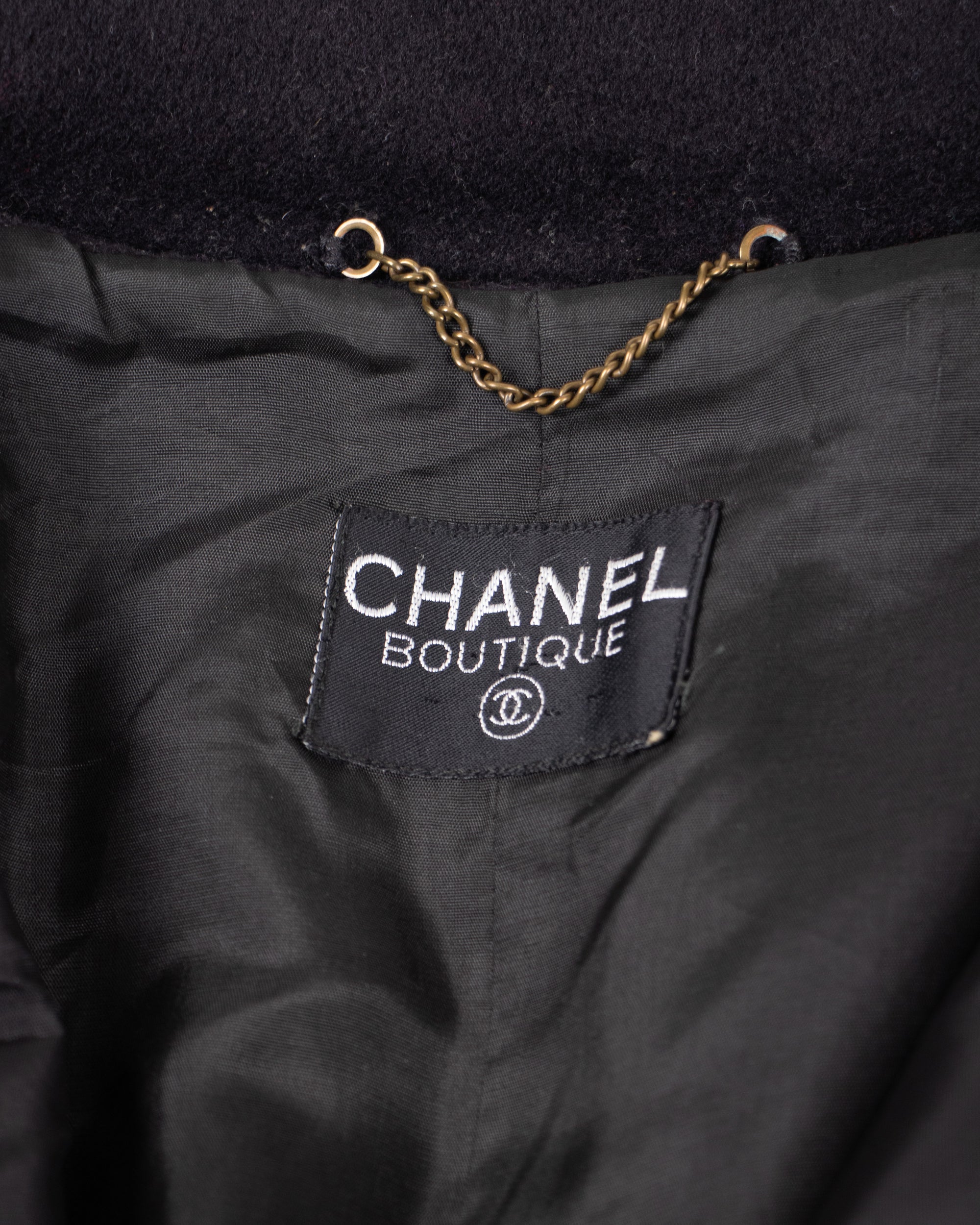 1980s Chanel Black Cashmere Coat M